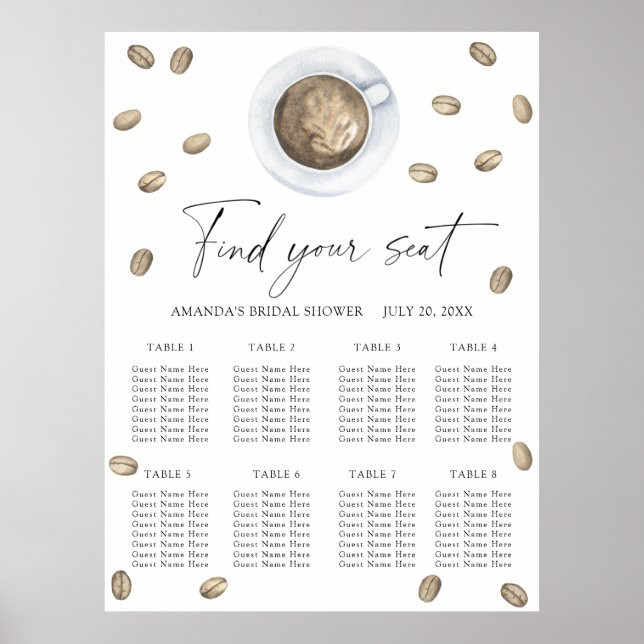 Love is brewing Wedding seating chart Poster (Framsidan)