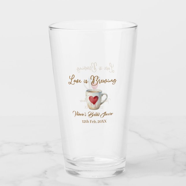 Love is Brewing white coffee mug heart bridal show Glaskopp (Framsida)