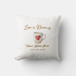 Love is Brewing white coffee mug heart bridal show Kudde