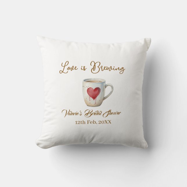 Love is Brewing white coffee mug heart bridal show Kudde (Framsida)