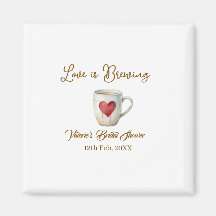 Love is Brewing white coffee mug heart bridal show