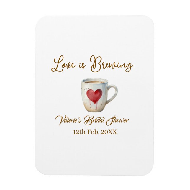Love is Brewing white coffee mug heart bridal show Magnet (Vertikal)
