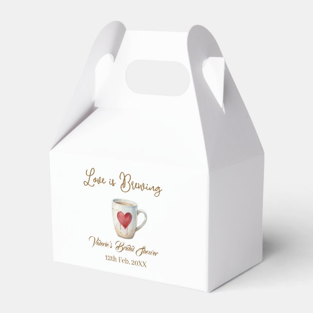 Love is Brewing white coffee mug heart bridal show Presentaskar (Framsidan Sidan)