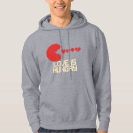 Love Is Hungry – Retro Pixel Hearts Hoodie