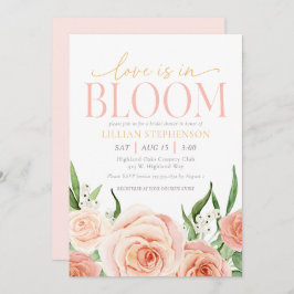 Love Is In Bloom Blush Pink Floral Bridal Shower Inbjudningar