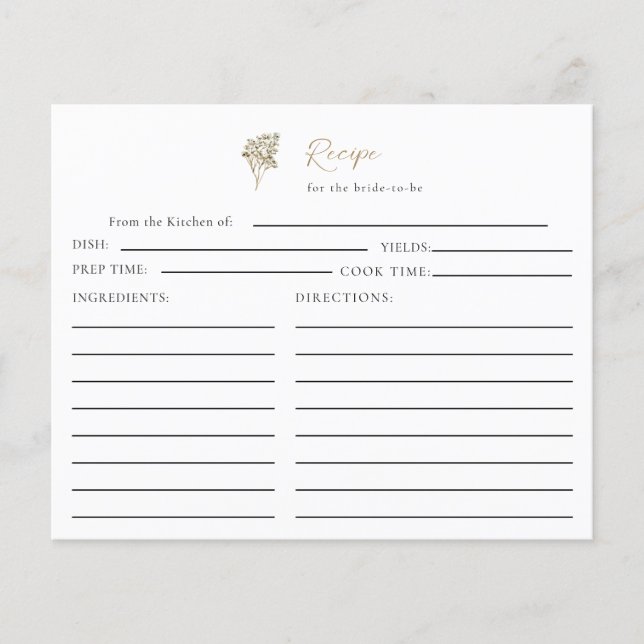 Love is in Bloom Boho Bridal Shower Recipe Floral (Framsida)