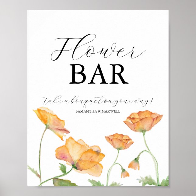 Love Is In Bloom Bridal Shower Flower Bar Sign Poster (Framsidan)