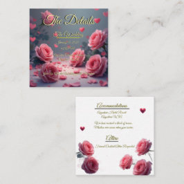 Love is in Bloom Details Pink Roses Wedding Invite Tilläggskort