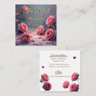 Love is in Bloom Details Pink Roses Wedding Invite Tilläggskort
