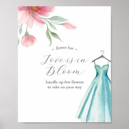 Love is in Bloom Flower Bar Poster Blue Dress