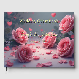 Love is in Bloom Pink Roses Elegant Wedding Gästböcker