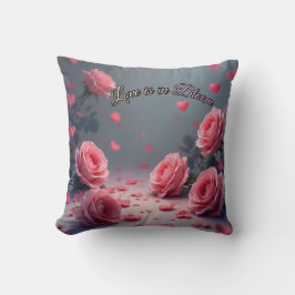 Love is in Bloom Pink Roses Romantic Valentine's Kudde