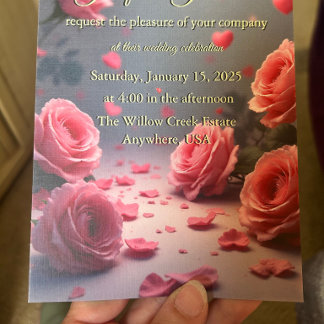 Love is in Bloom Pink Roses Romantic Wedding Inbjudningar