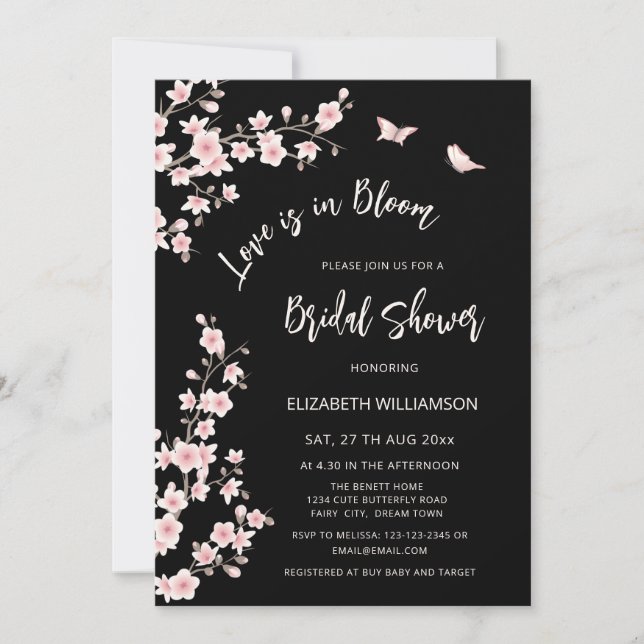 Love Is In Bloom | QR Code Registry Bridal Shower Inbjudningar (Framsida)