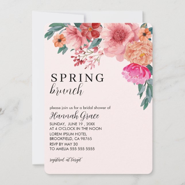 Love is in bloom spring floral Bridal Shower Inbjudningar (Framsida)