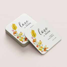 Love is in Bloom Spring Wildflower Bridal Shower Underlägg Papper Kvadrat