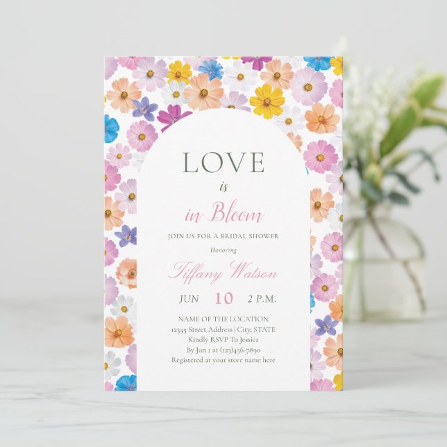 Love is in Bloom Wildflower Garden Bridal Shower Inbjudningar (Stående Fram)