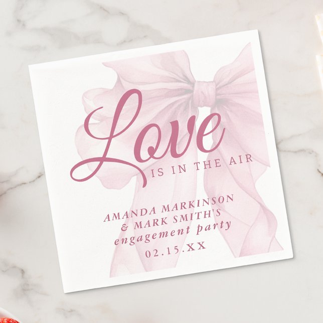 Love Is In The Air Mauve Pink Bow Engagement Pappersservett (Skapare uppladdad)
