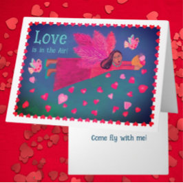 Love is in the Air Personalized Folk Art Angel  Helgkort