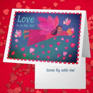 Love is in the Air Personalized Folk Art Angel  Helgkort