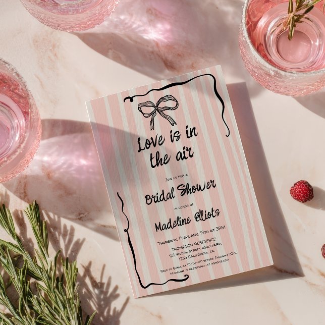 Love Is in the Air Retro Pink Quirky Bridal Shower Inbjudningar (Love Is in the Air Retro Pink Quirky Bridal Shower Invitation)