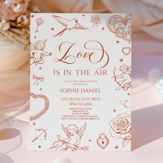 Love Is In The Air Valentine's Day Bridal Shower Inbjudningar (Skapare uppladdad)