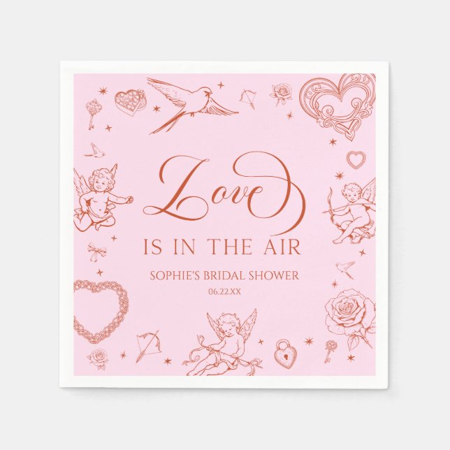 Love Is In The Air Valentine's Day Bridal Shower Pappersservett (Framsidan)