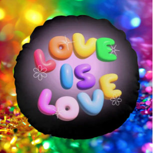 Love Is Love 3D Regnbåge Stolthet Rund Kudd Kudde