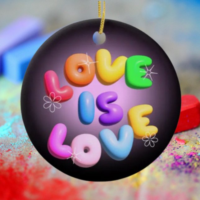 Love Is Love 3D Regnbågsprydnad för stolthet Julgransprydnad Keramik (Skapare uppladdad)