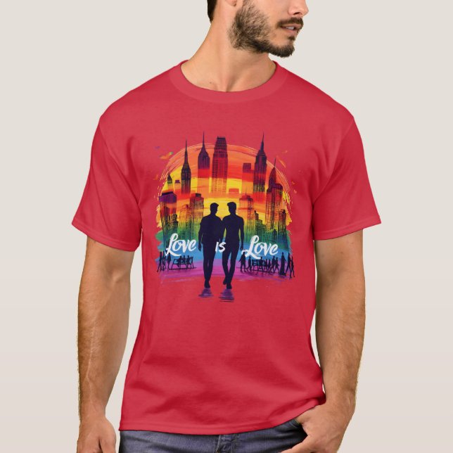 Love is Love Celebrate Pride and Diversity retro T Shirt (Framsida)