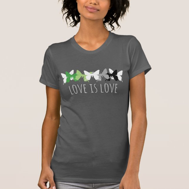 Love Is Love Fjäril Aromantisk T Shirt (Framsida)