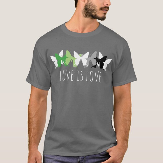 Love Is Love Fjäril Aromantisk T Shirt (Framsida)
