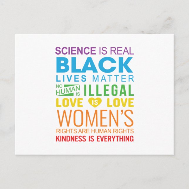 Love Is Love Kindness Is Eveything LGBT Gay Trans. Meddelande Vykort (Framsida)