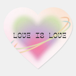 Love Is Love Pastel Heart Sticker Hjärtformat Klistermärke