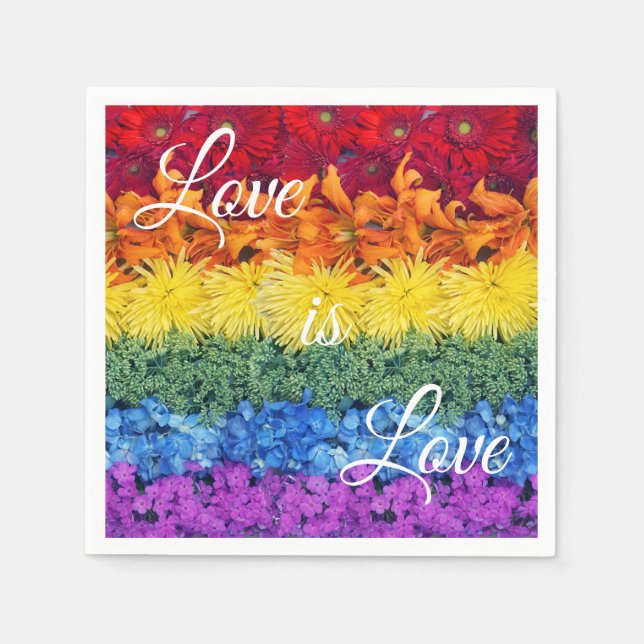 Love Is Love Pride Blommig Bröllops Pappersservett (Framsidan)