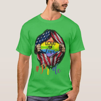 Love is Love Pride LGBT Supports American Flag boy T Shirt