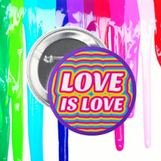 Love Is Love Pride-märke – regnbåge & lila ring Knapp (Skapare uppladdad)