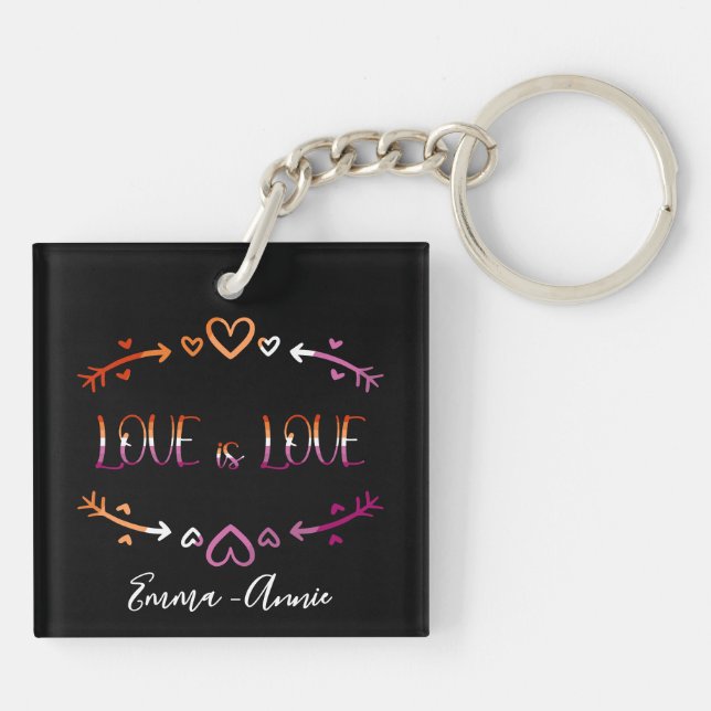 Love is Love Pride Month Lesbiskt Par Akryl (Baksidan)