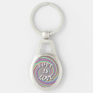 Love Is Love Pride-nyckelring Ovalt Silverfärgad Nyckelring