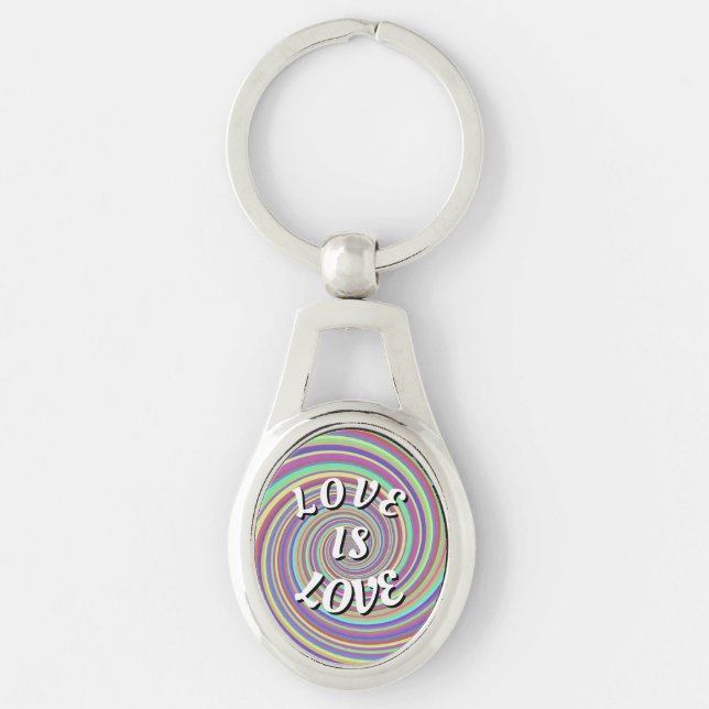 Love Is Love Pride-nyckelring Ovalt Silverfärgad Nyckelring (Framsidan)