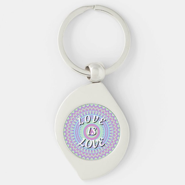 Love Is Love Pride-nyckelring Swirl Silverfärgad Nyckelring (Framsidan)