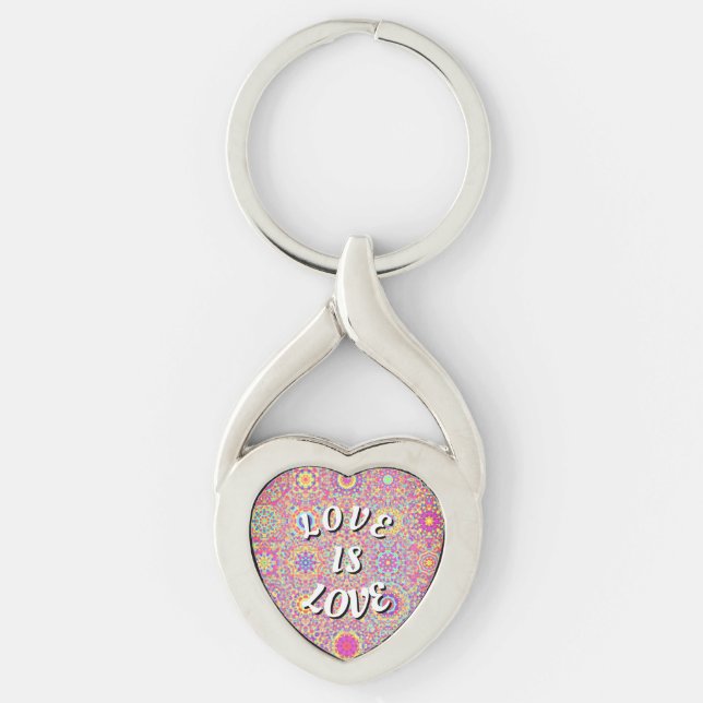 Love Is Love Pride-nyckelring Twisted Heart Silverfärgad Nyckelring (Framsidan)