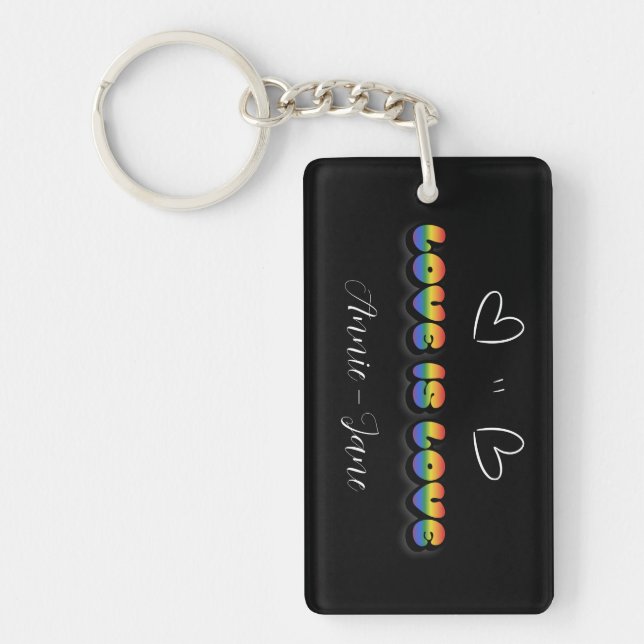 Love is Love Rainbow LGBTQ Acrylic Keychain (Framsidan)