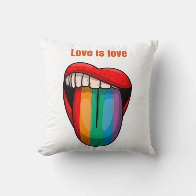 Love Is Love Rainbow Lips Men’s Pride T-Shirt Kudde (Framsida)
