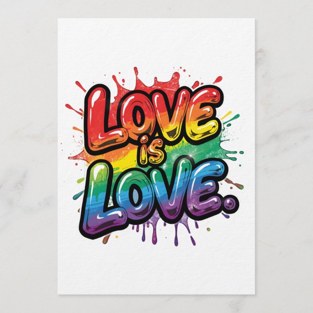 Love Is Love - Rainbow Pride Quote Art  Inbjudningar (Framsida)