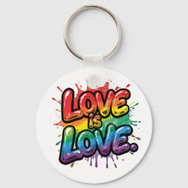 Love Is Love - Rainbow Pride Quote Art Nyckelring