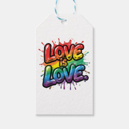 Love Is Love - Rainbow Pride Quote Art Presentetikett