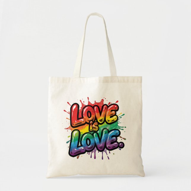 Love Is Love - Rainbow Pride Quote Art  Tygkasse (Framsidan)
