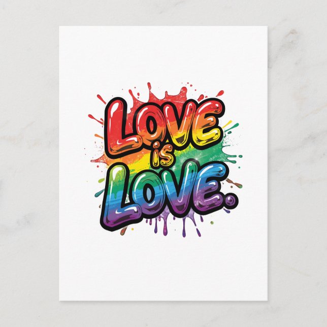 Love Is Love - Rainbow Pride Quote Art Vykort (Framsida)