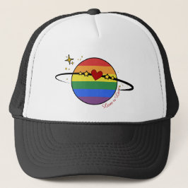 Love Is Love Regnbåge HBTQ Planet Hatt Keps